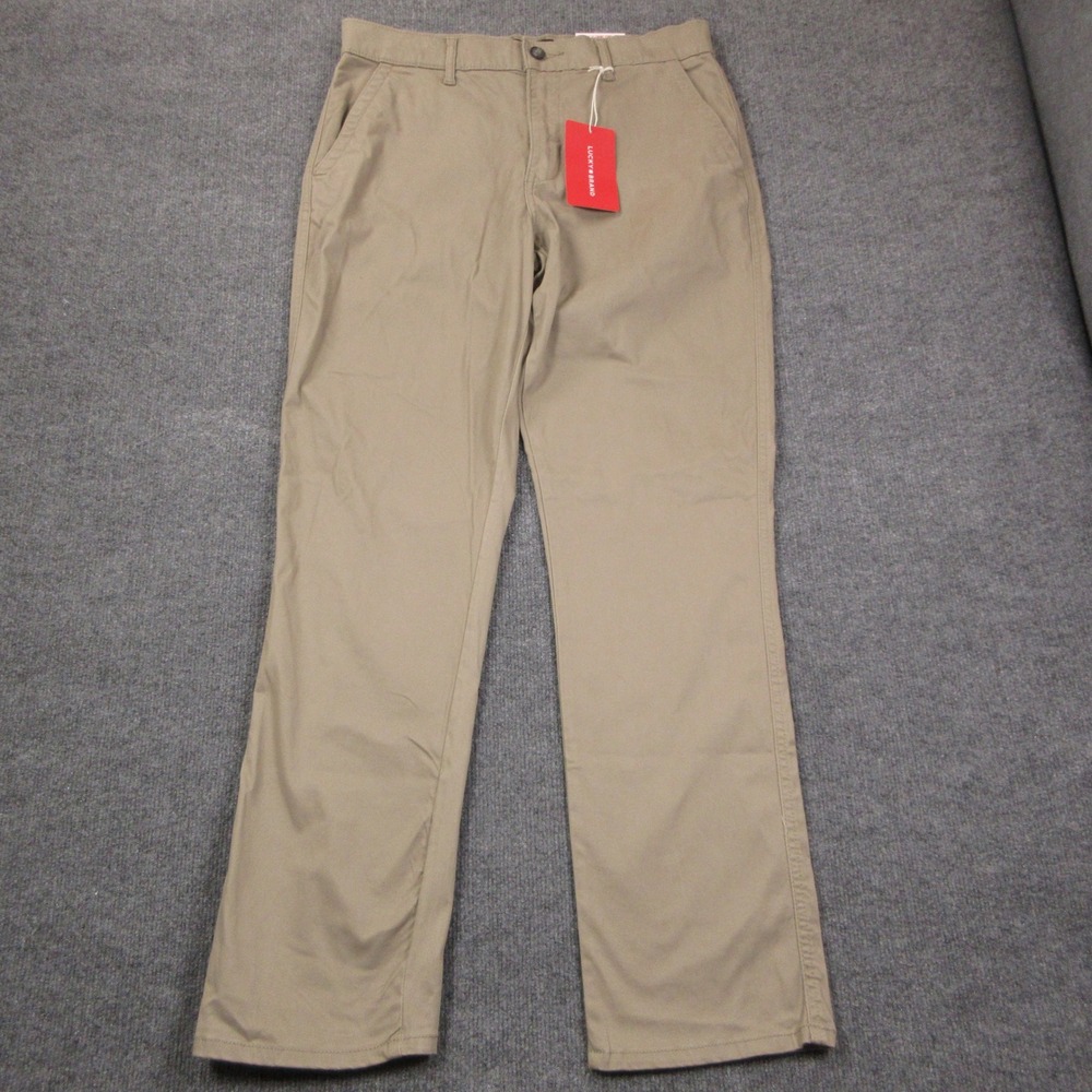 Lucky Brand Pants Men 32x32 Khaki Tan Advanced Stretch Chino Flat Front Workwear